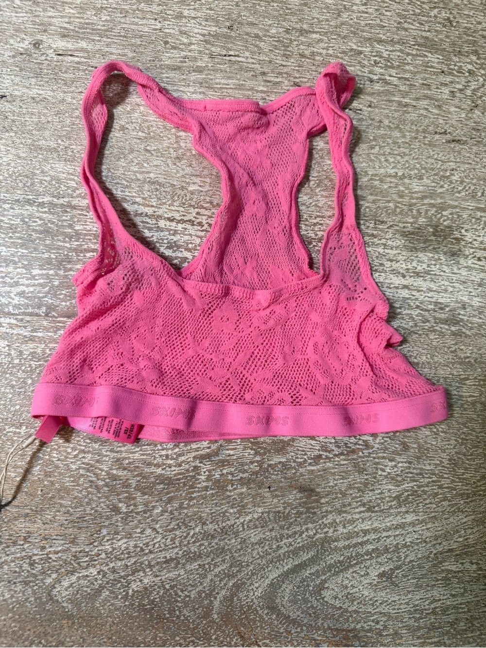 SKIMS Pink Lace Racerback Bralette